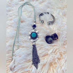 4 Piece Bundle of Jewelry.  Necklace. Bracelet. 2 Rings.